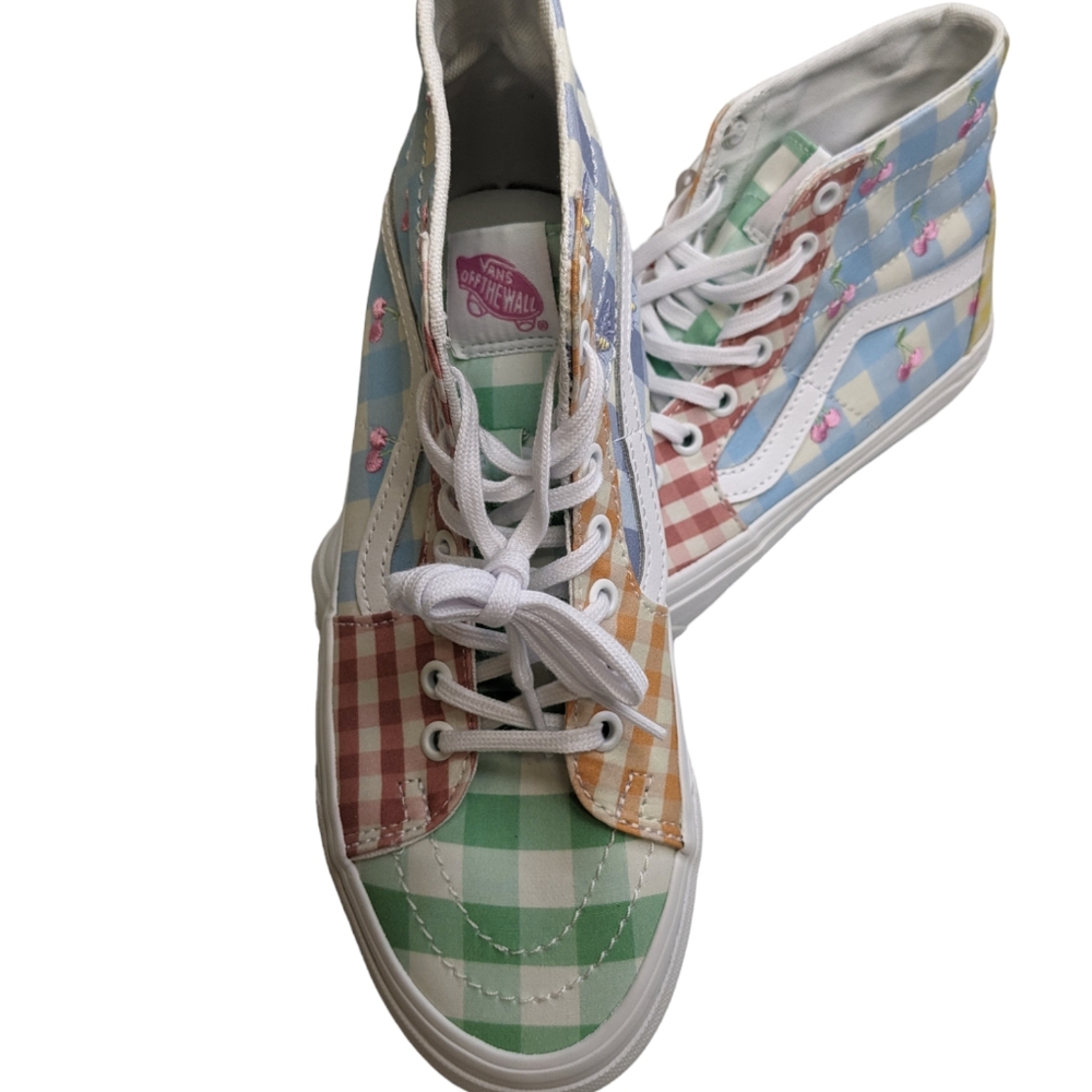 0813 Vans Pastal Color Embroidered Hi Top Sneakers Men Size 6.5 Women 8
